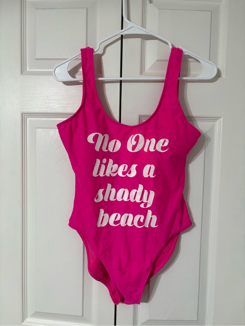 Pink One-Piece Swimsuit with Slogan